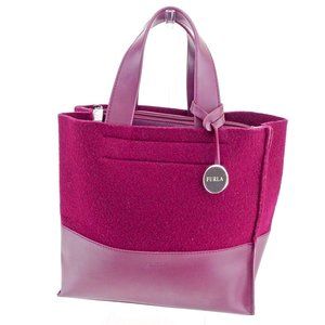 AUTH Furla handbags different materials combination Purple Silver Ladies